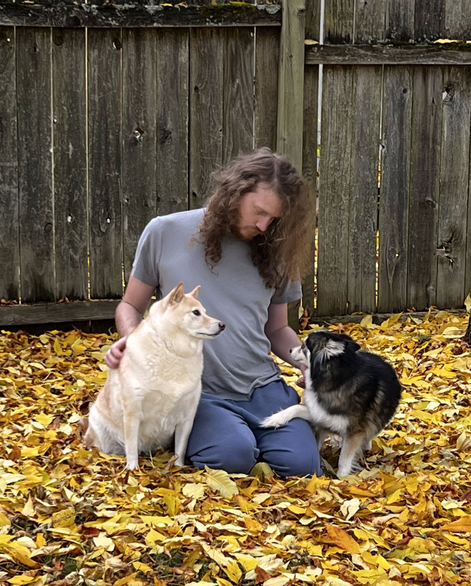 Evan with his dogs